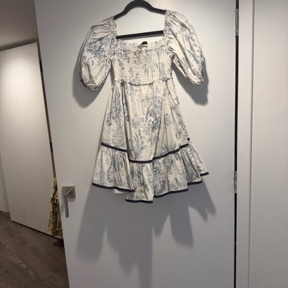 Sachin + Babi Cream and Gray Smocked Top - Picture 2 of 5